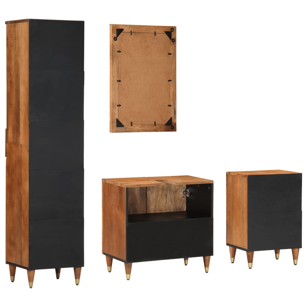 vidaXL 4-tlg. Badmöbel-Set Massivholz Mango