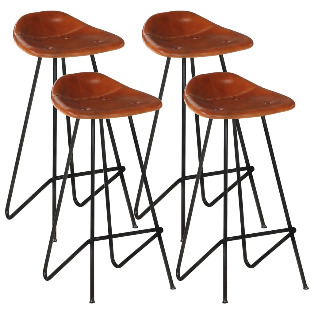 Barhocker 2 Stk. Schwarz Echtleder