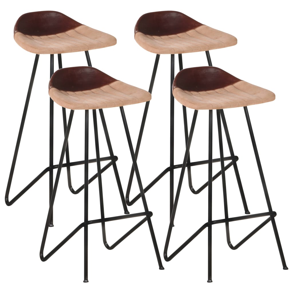 Barhocker 2 Stk. Schwarz Echtleder