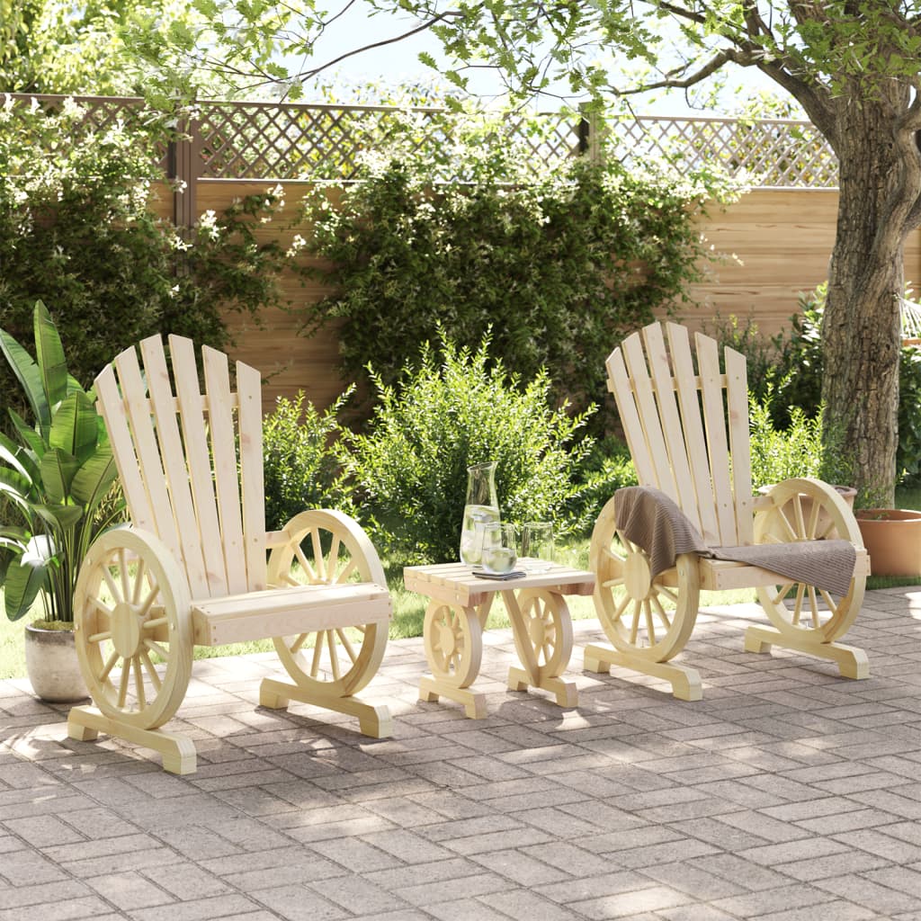 3-tlg. Garten-Lounge-Set Massivholz Tanne