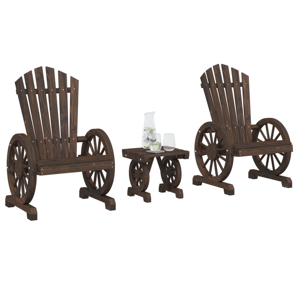 3-tlg. Garten-Lounge-Set Massivholz Tanne