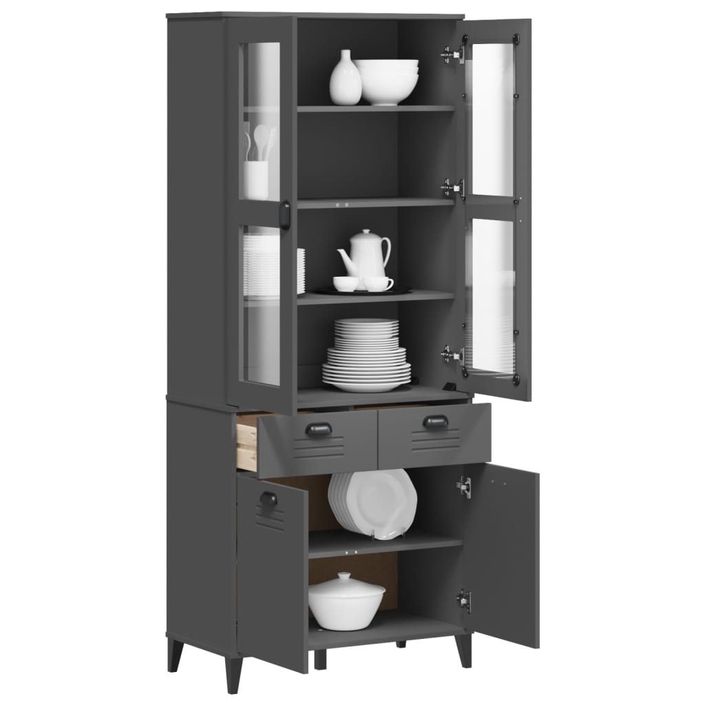 Highboard VIKEN Weiß 80x40x190 cm Massivholz Kiefer