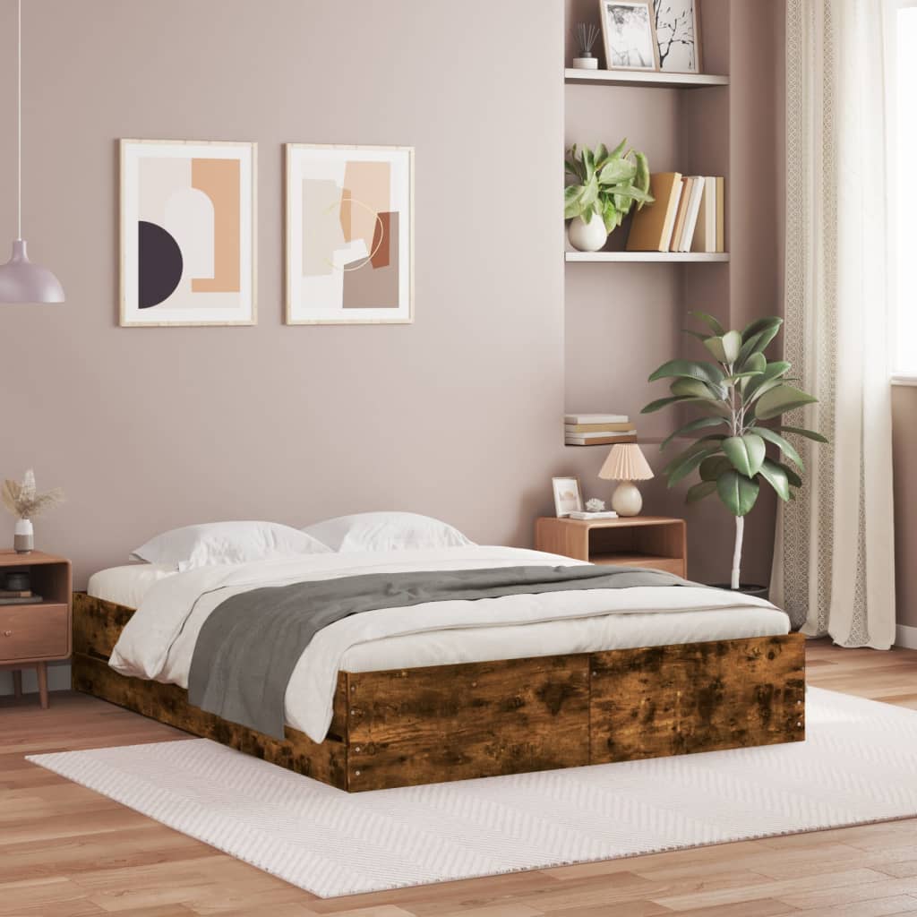 Bettgestell mit Schubladen Weiß 200x200 cm Holzwerkstoff