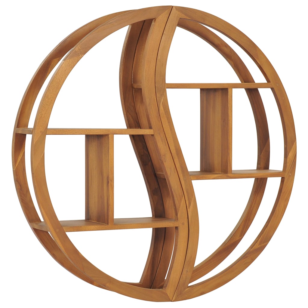vidaXL Wandregal Yin und Yang 60x15x60 cm Teak Massivholz