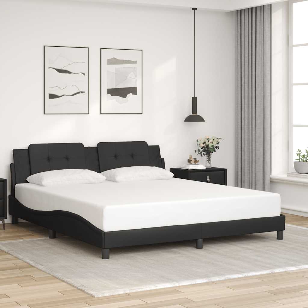 Bettgestell ohne Matratze "Zadar" Schwarz 80x200 cm Kunstleder