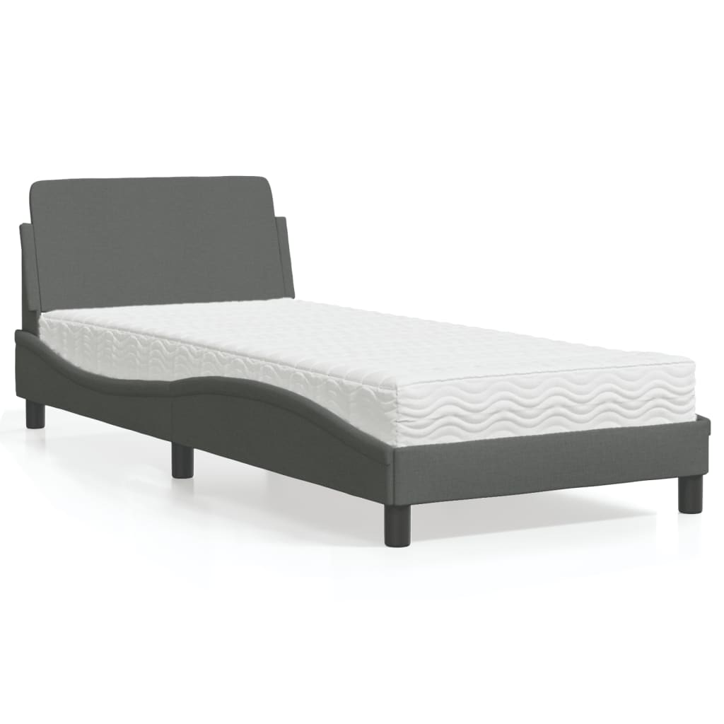 Bett mit Matratze "Dover" Hellgrau 80x200 cm Stoff