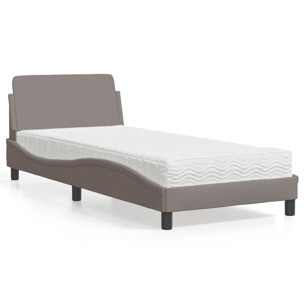 Bett mit Matratze "Dover" Hellgrau 80x200 cm Stoff