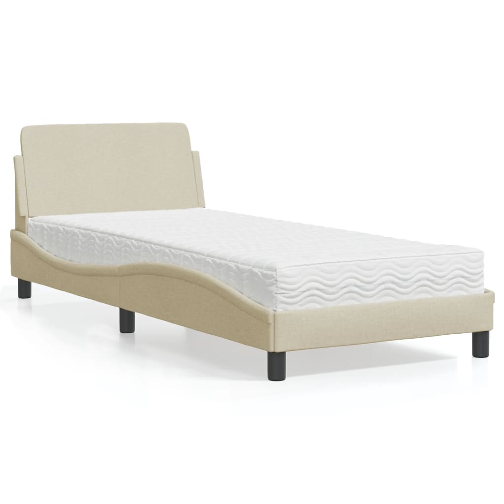 Bett mit Matratze "Dover" Hellgrau 80x200 cm Stoff