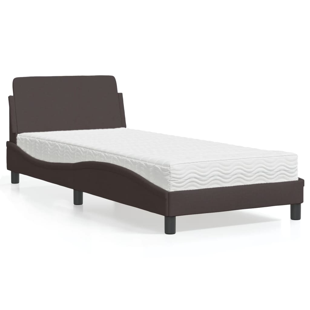 Bett mit Matratze "Dover" Hellgrau 80x200 cm Stoff