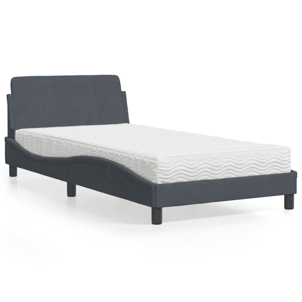 vidaXL Bett mit Matratze "Dover" Hellgrau 80x200 cm Samt