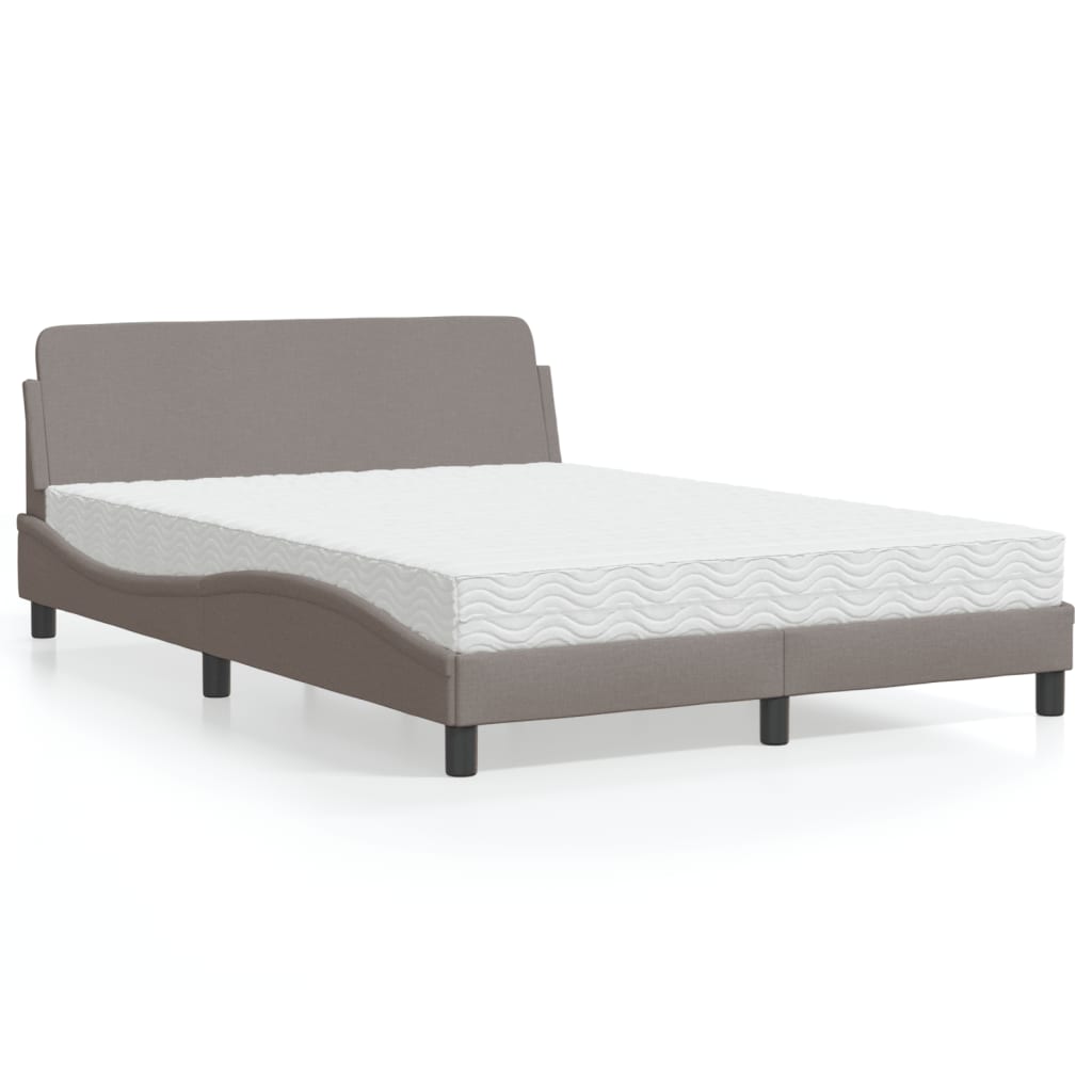 Bett mit Matratze "Dover" Hellgrau 80x200 cm Stoff