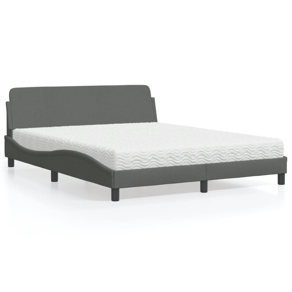 vidaXL Bett mit Matratze "Dover" Hellgrau 80x200 cm Stoff