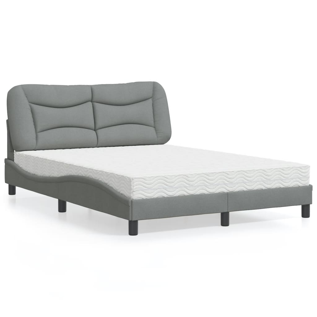 vidaXL Bett mit Matratze "Hvar" Hellgrau 80x200 cm Stoff