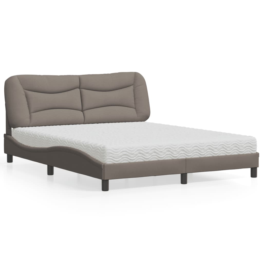 vidaXL Bett mit Matratze "Hvar" Hellgrau 80x200 cm Stoff