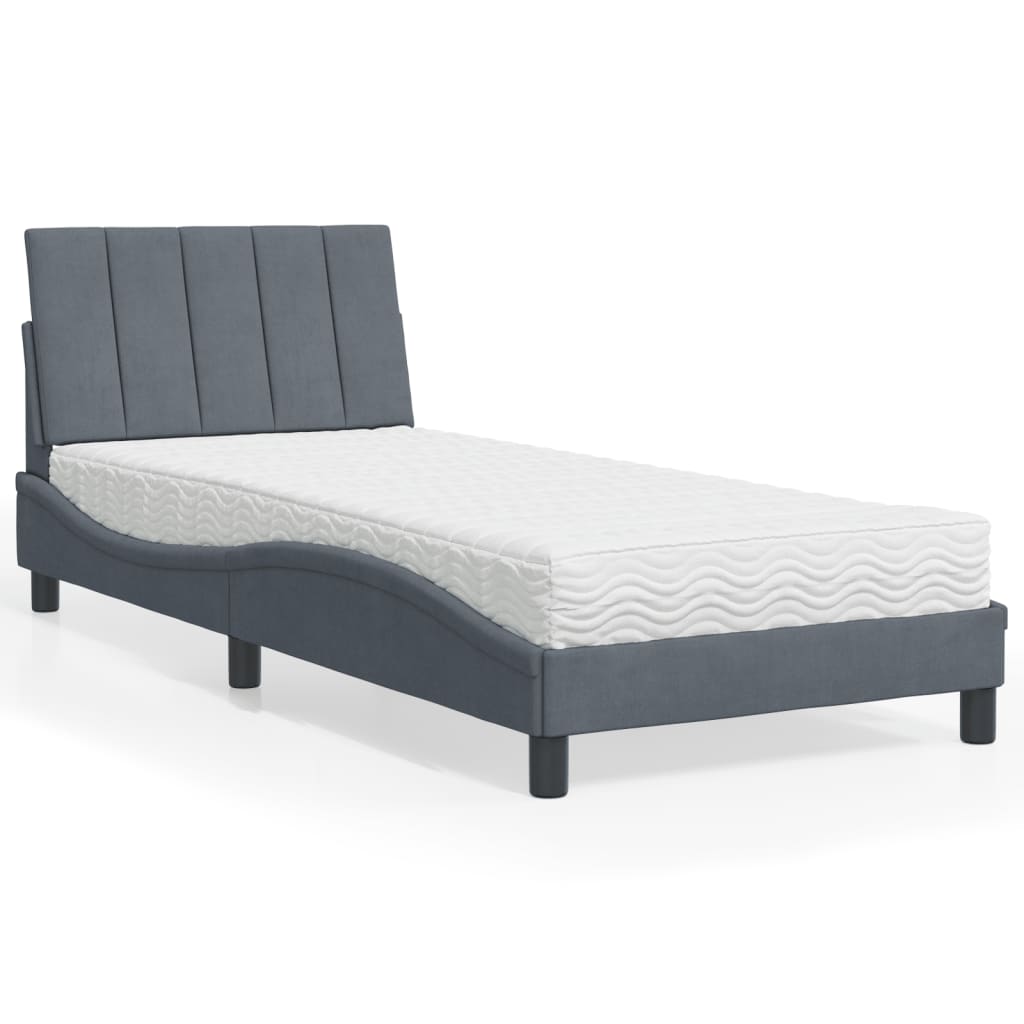 vidaXL Bett mit Matratze "Hanko" Hellgrau 80x200 cm Samt