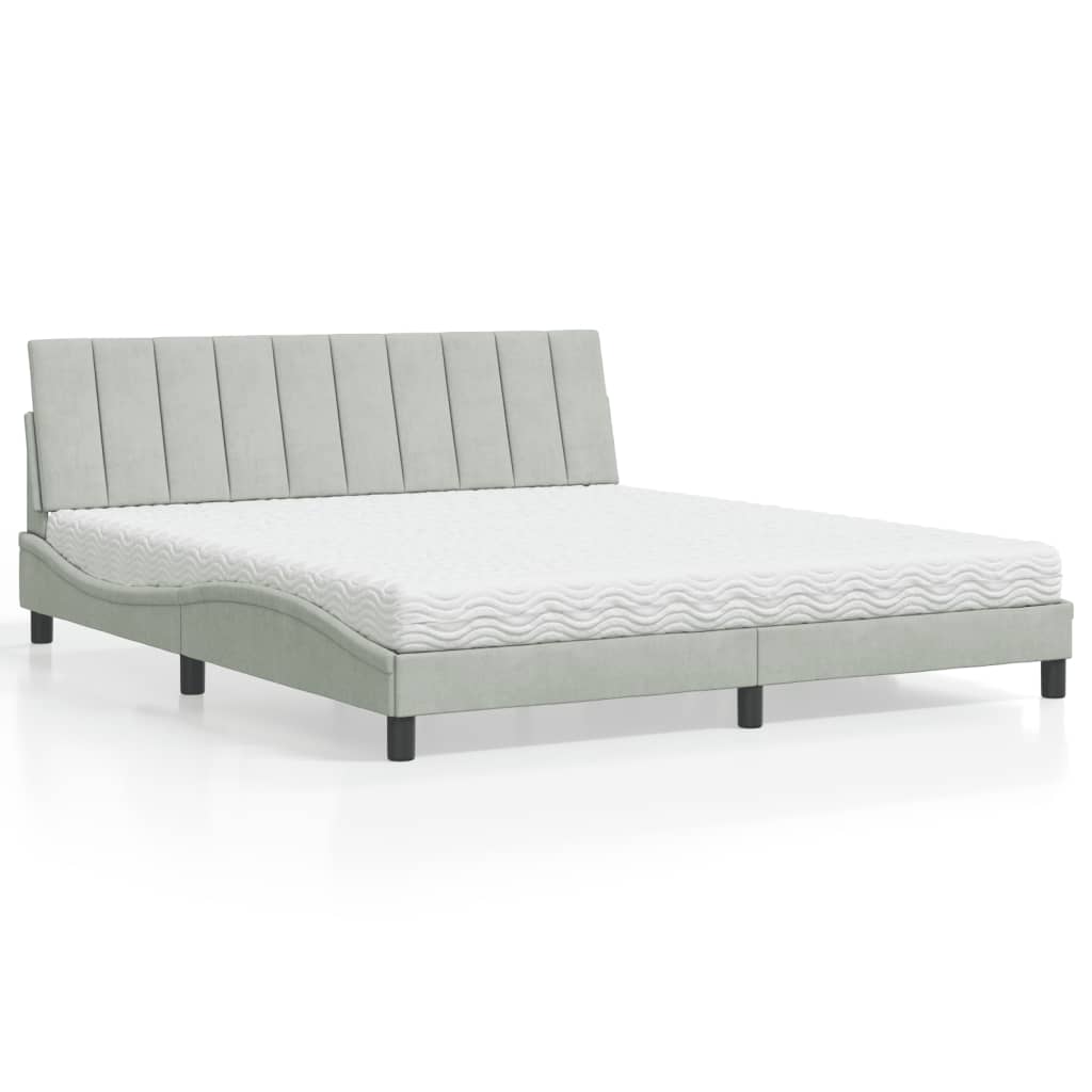 vidaXL Bett mit Matratze "Hanko" Hellgrau 80x200 cm Samt