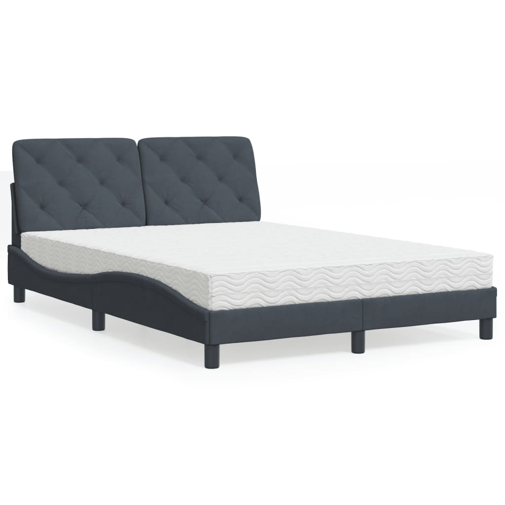 vidaXL Bett mit Matratze Hellgrau 80x200 cm Samt