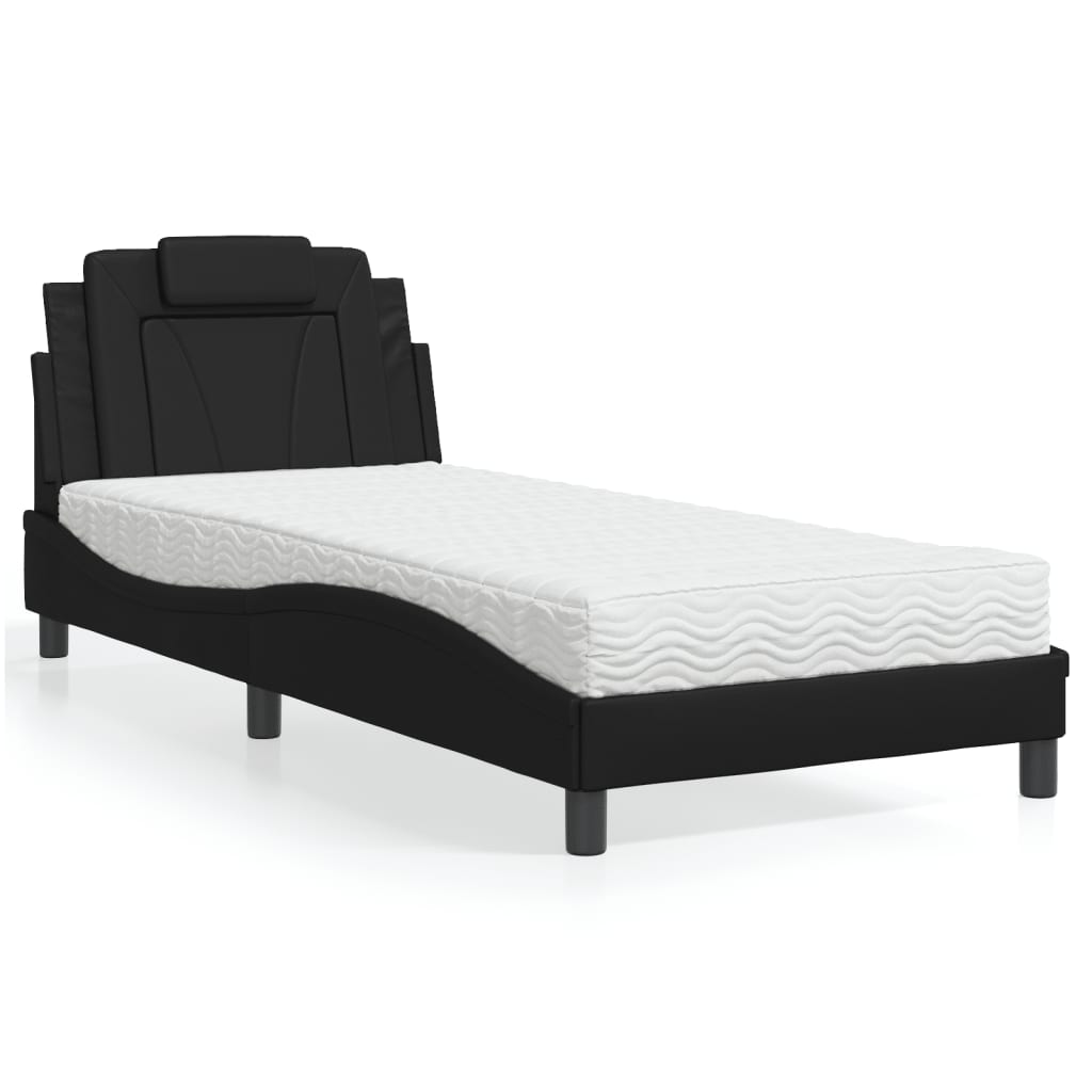 vidaXL Bett "Viana" mit Matratze Schwarz 80x200 cm Kunstleder