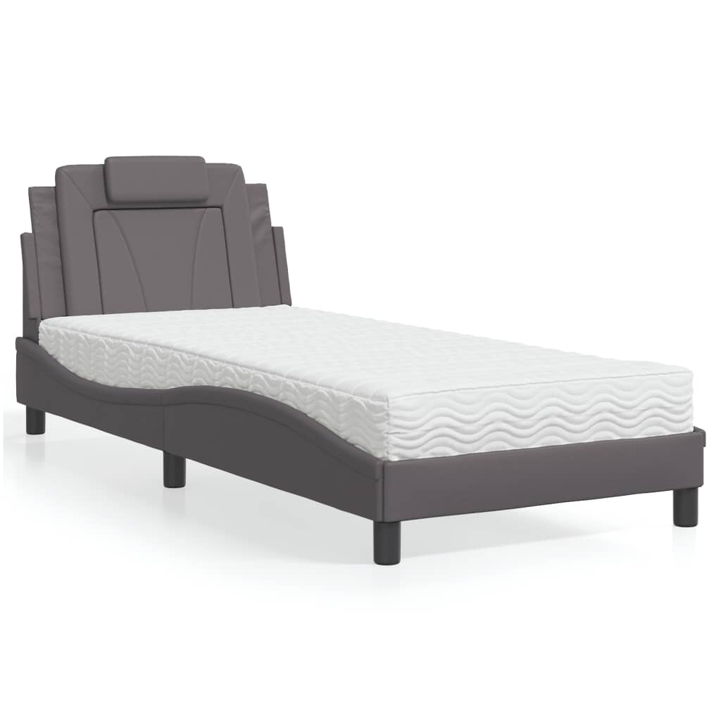 Bett "Viana" mit Matratze Schwarz 80x200 cm Kunstleder