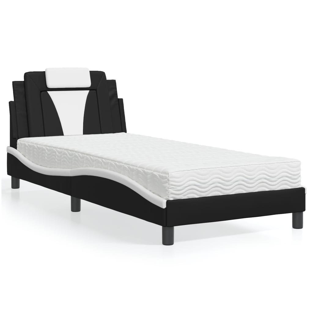 vidaXL Bett "Viana" mit Matratze Schwarz 80x200 cm Kunstleder