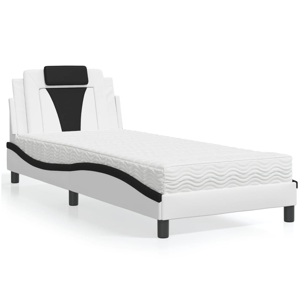 vidaXL Bett "Viana" mit Matratze Schwarz 80x200 cm Kunstleder