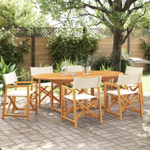 Klappbare Gartenstühle 4 Stk. Cremeweiß Stoff