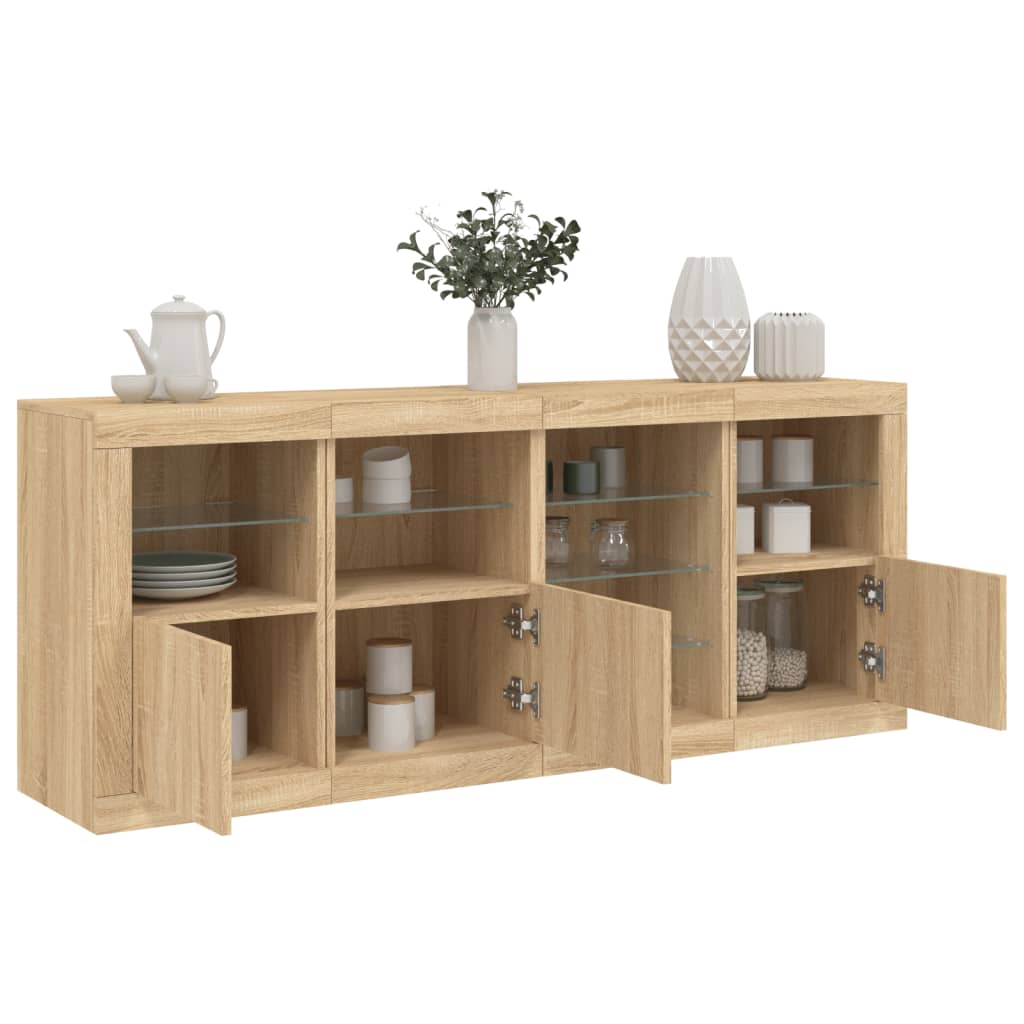 Sideboard mit LED-Leuchten Weiß 164x37x67 cm