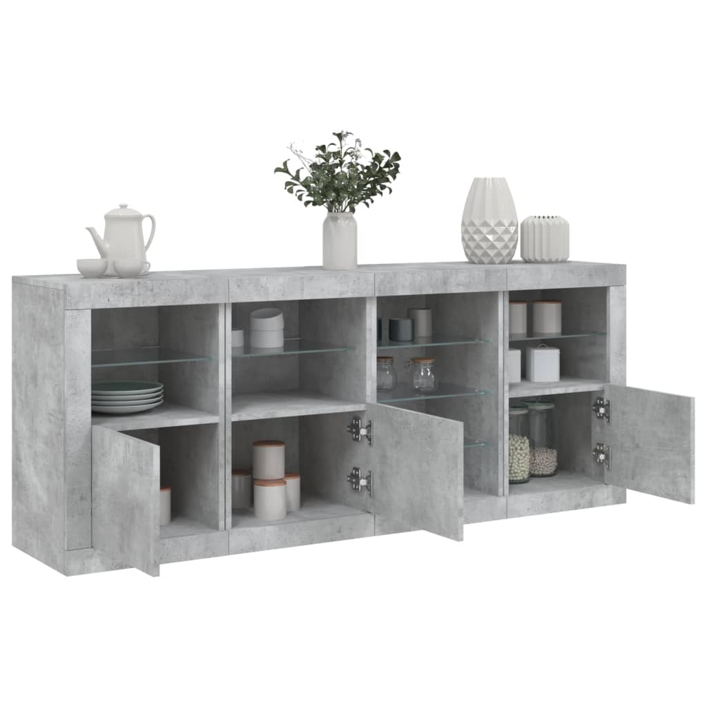Sideboard mit LED-Leuchten Weiß 164x37x67 cm