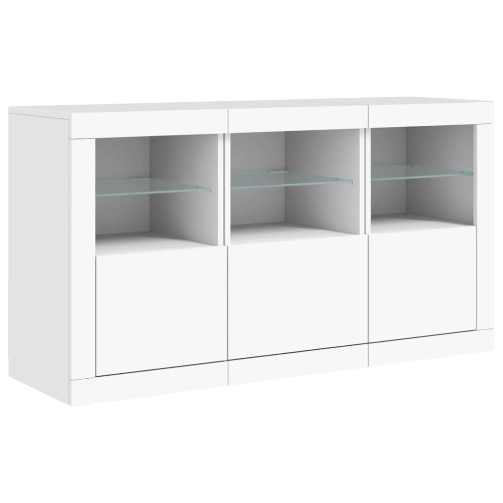 vidaXL Sideboard mit LED-Leuchten Weiß 123x37x67 cm