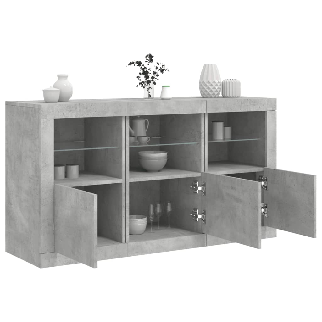 Sideboard mit LED-Leuchten Weiß 123x37x67 cm