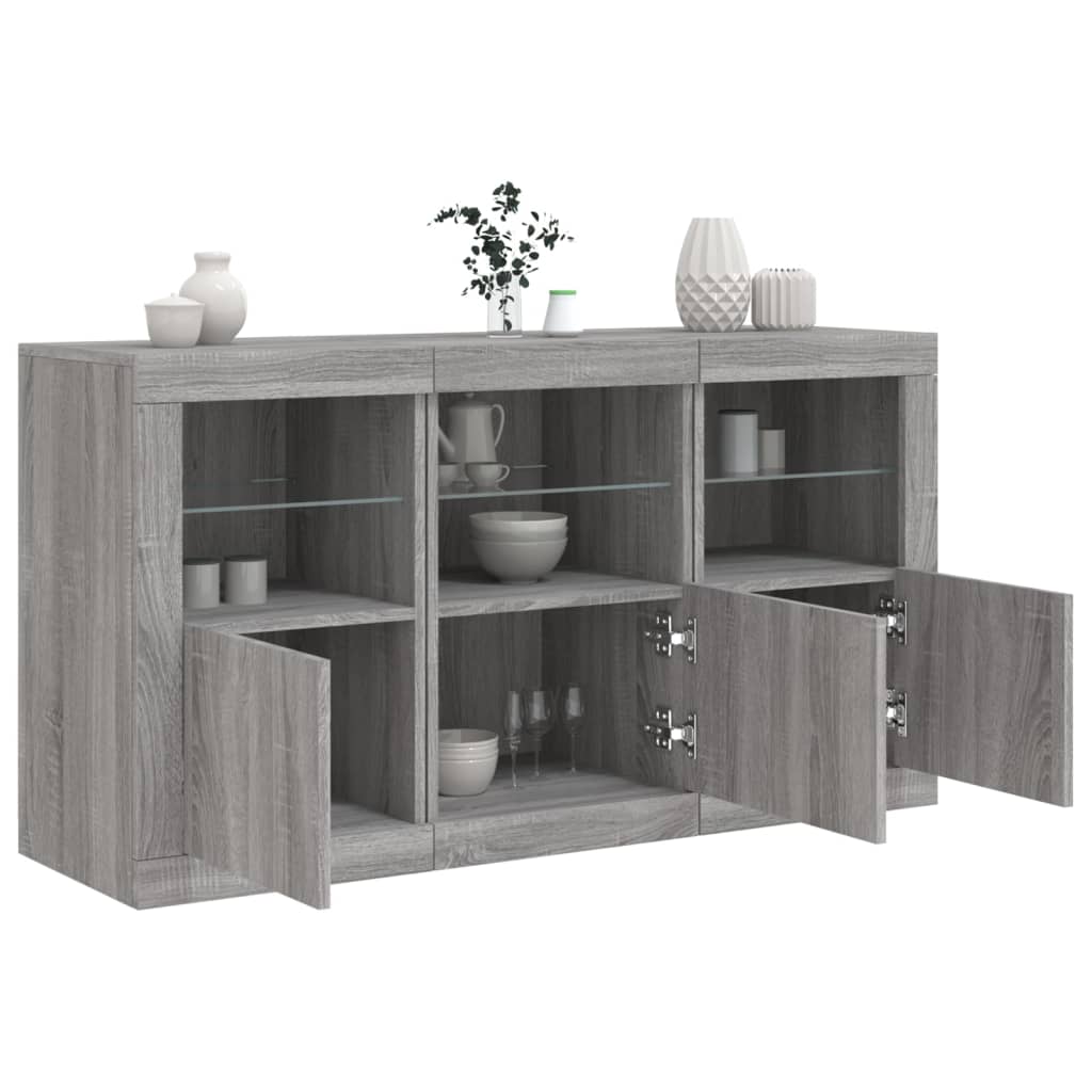 Sideboard mit LED-Leuchten Weiß 123x37x67 cm