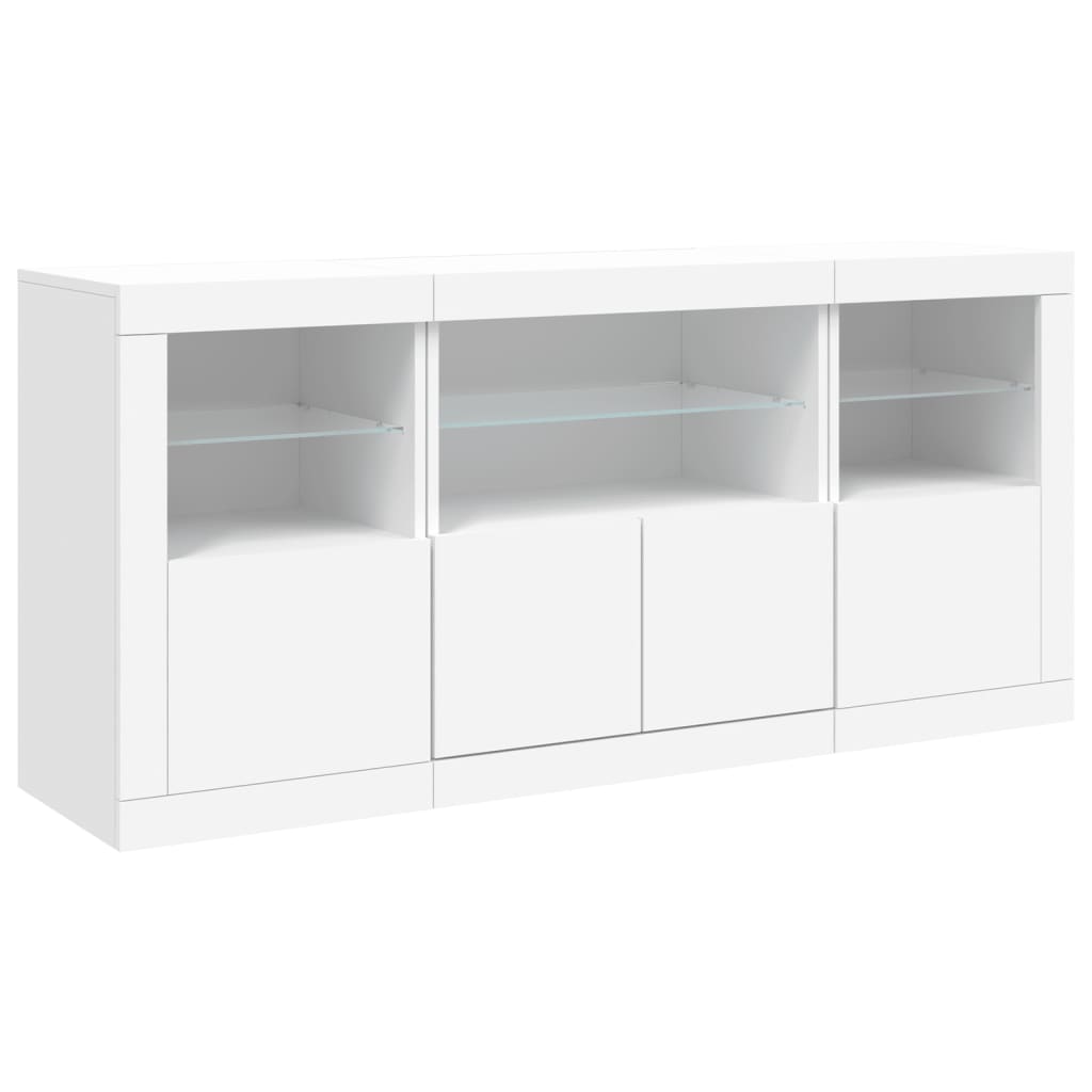 vidaXL Sideboard mit LED-Leuchten Weiß 142,5x37x67 cm