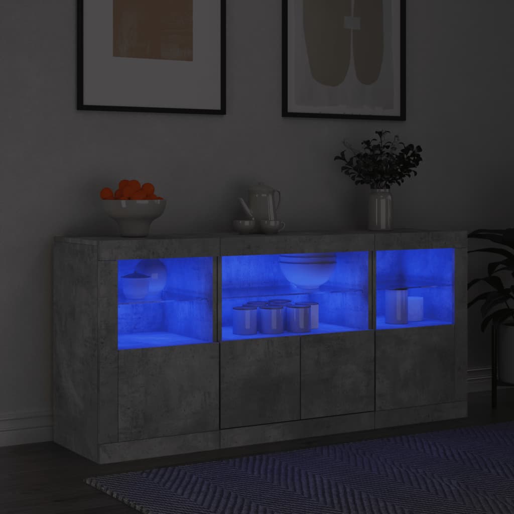 vidaXL Sideboard mit LED-Leuchten Weiß 142,5x37x67 cm