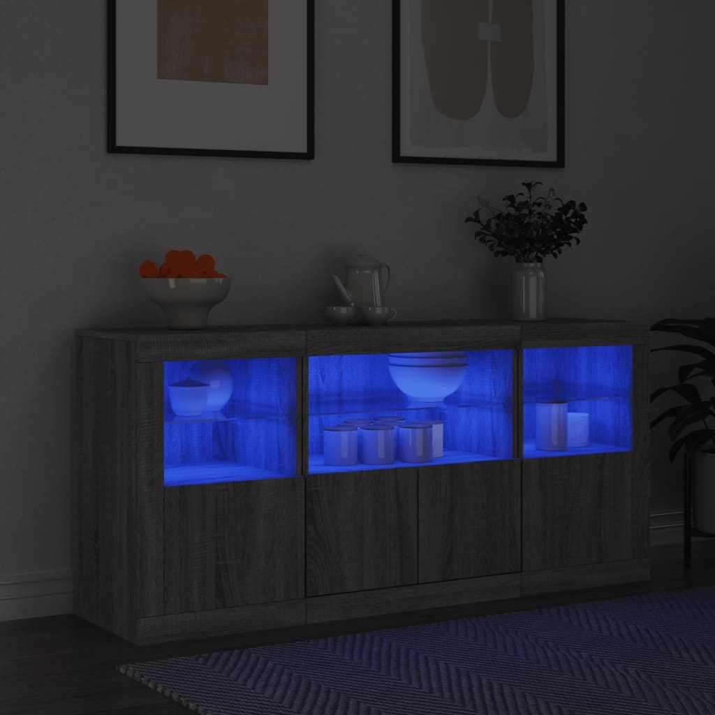 Sideboard mit LED-Leuchten Weiß 142,5x37x67 cm