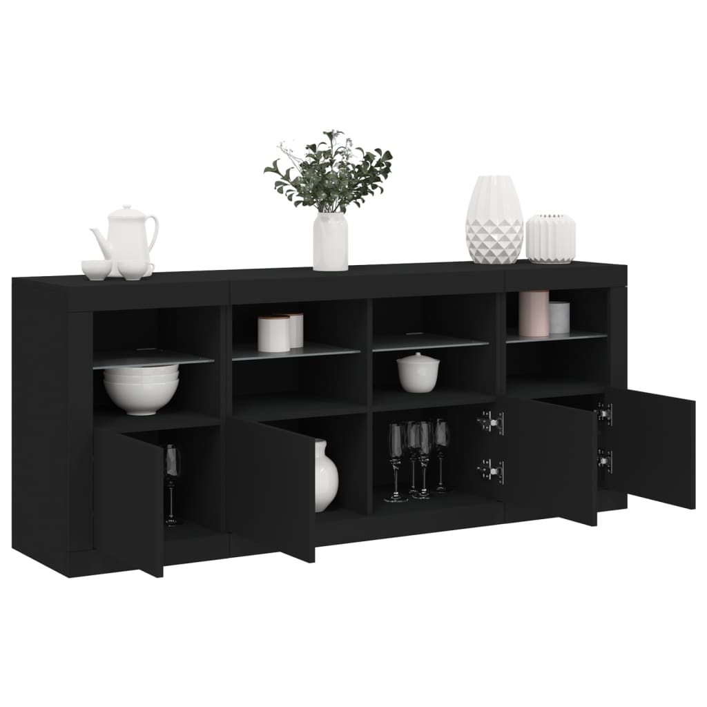 vidaXL Sideboard mit LED-Leuchten Weiß 163x37x67 cm
