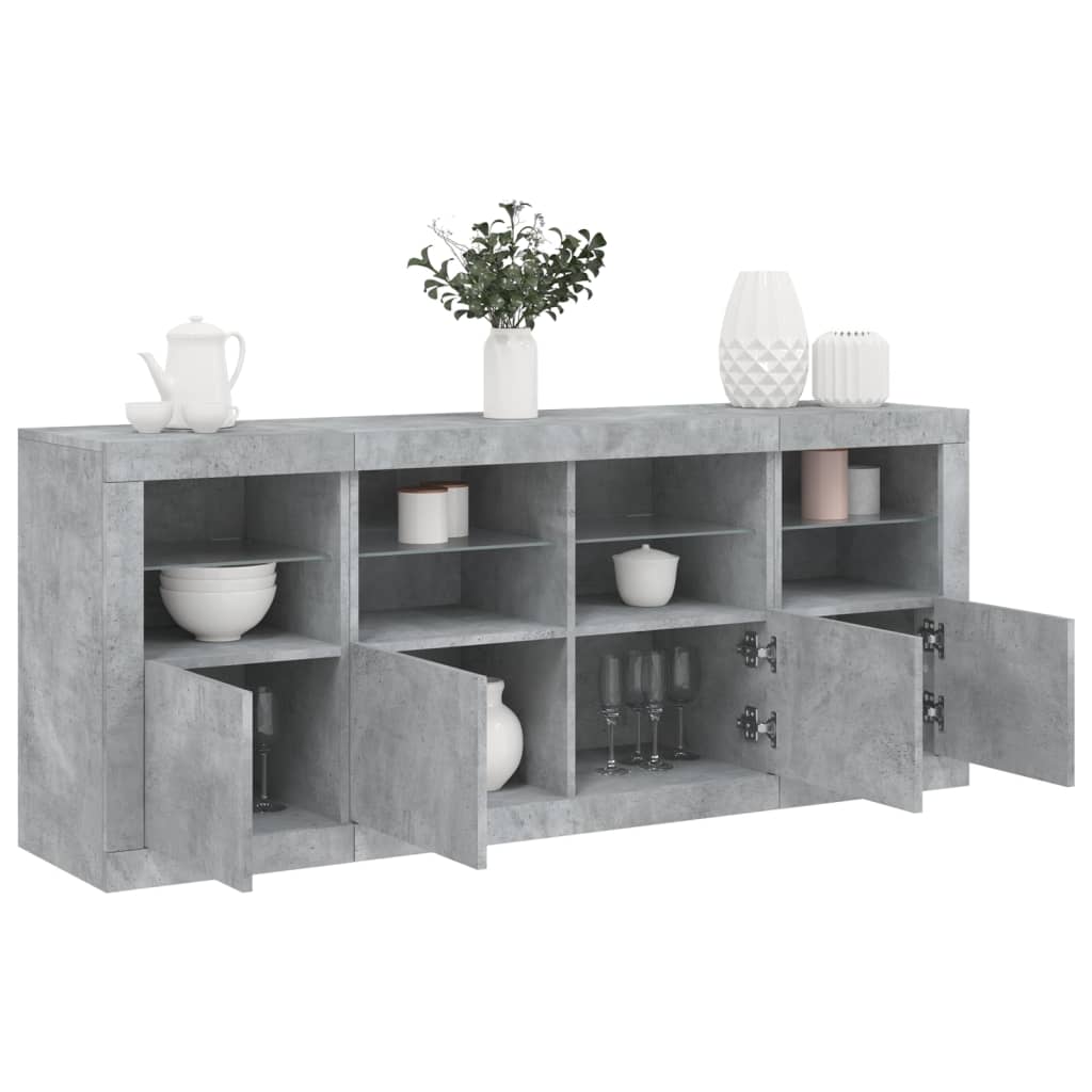 Sideboard mit LED-Leuchten Weiß 163x37x67 cm