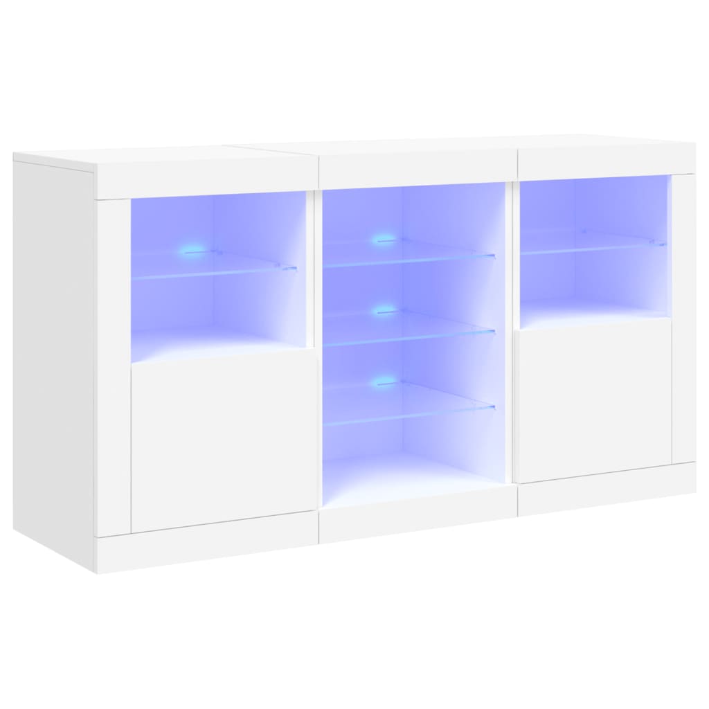 vidaXL Sideboard mit LED-Leuchten Weiß 123x37x67 cm