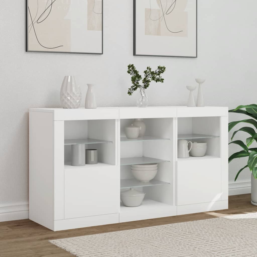 vidaXL Sideboard mit LED-Leuchten Weiß 123x37x67 cm