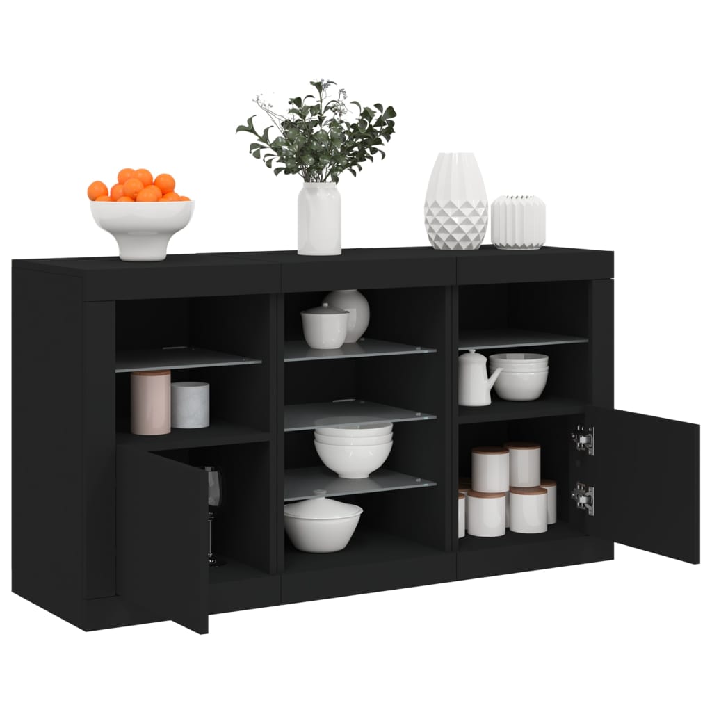 Sideboard mit LED-Leuchten Weiß 123x37x67 cm