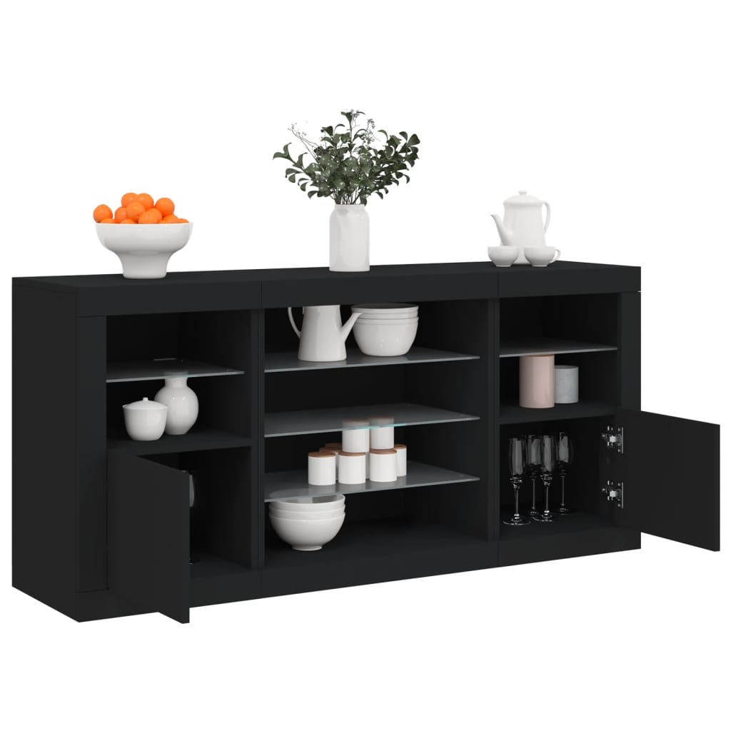 Sideboard mit LED-Leuchten Weiß 142,5x37x67 cm