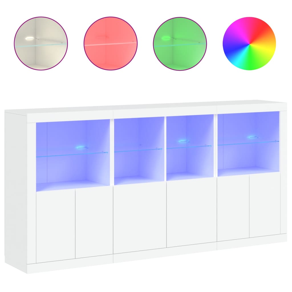 vidaXL Sideboard mit LED-Leuchten Weiß 202x37x100 cm