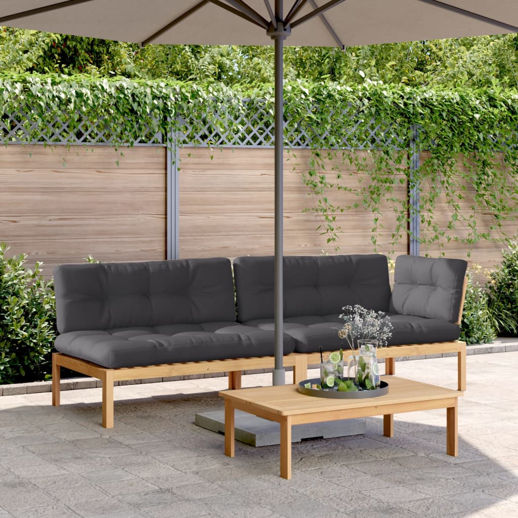 3-tlg. Garten-Sofagarnitur aus Paletten Massivholz Akazie