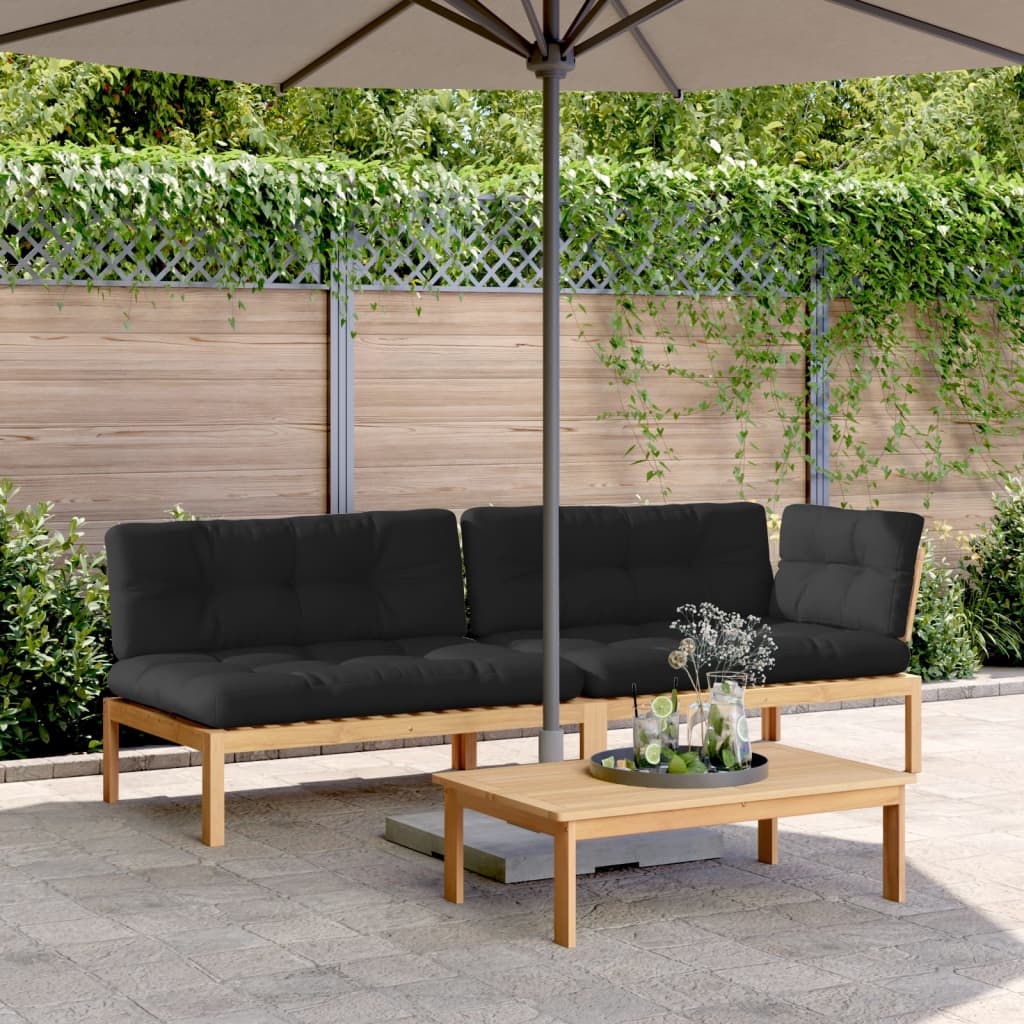 3-tlg. Garten-Sofagarnitur aus Paletten Massivholz Akazie
