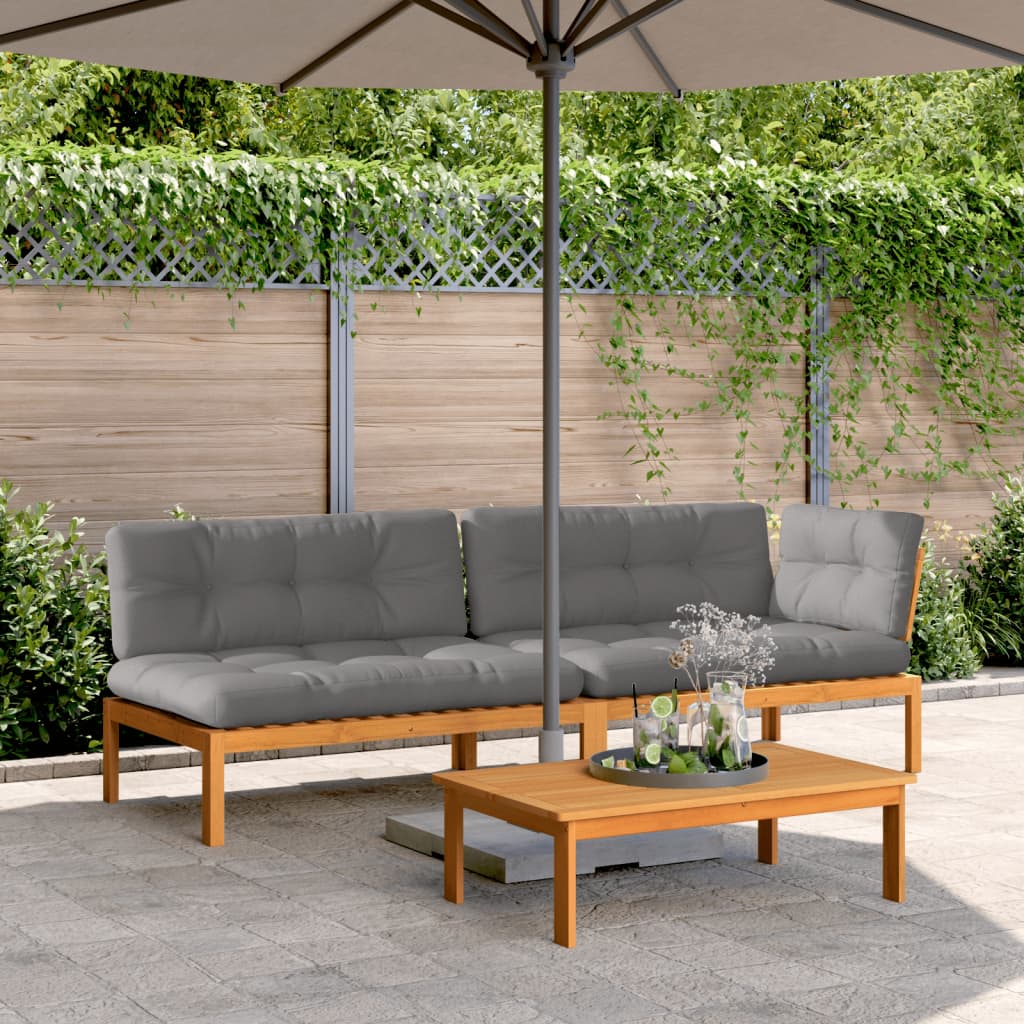 3-tlg. Garten-Sofagarnitur aus Paletten Massivholz Akazie