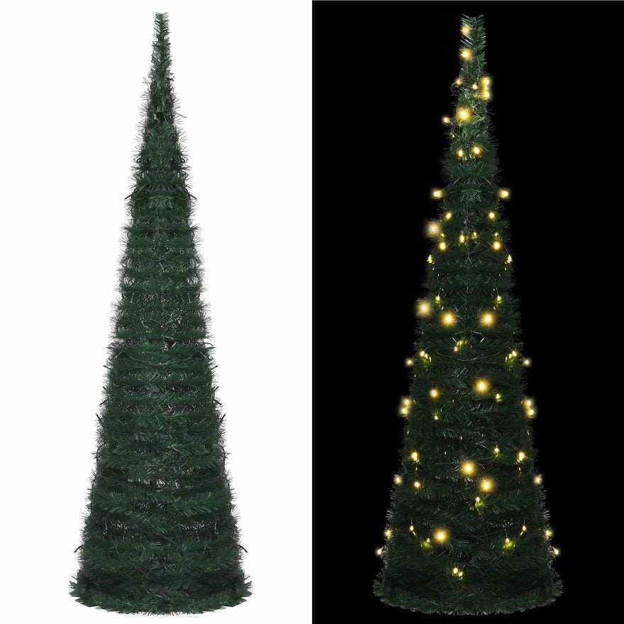 vidaXL Weihnachtsbaum with LED String Lights Grün 150 x 150 cm PVC