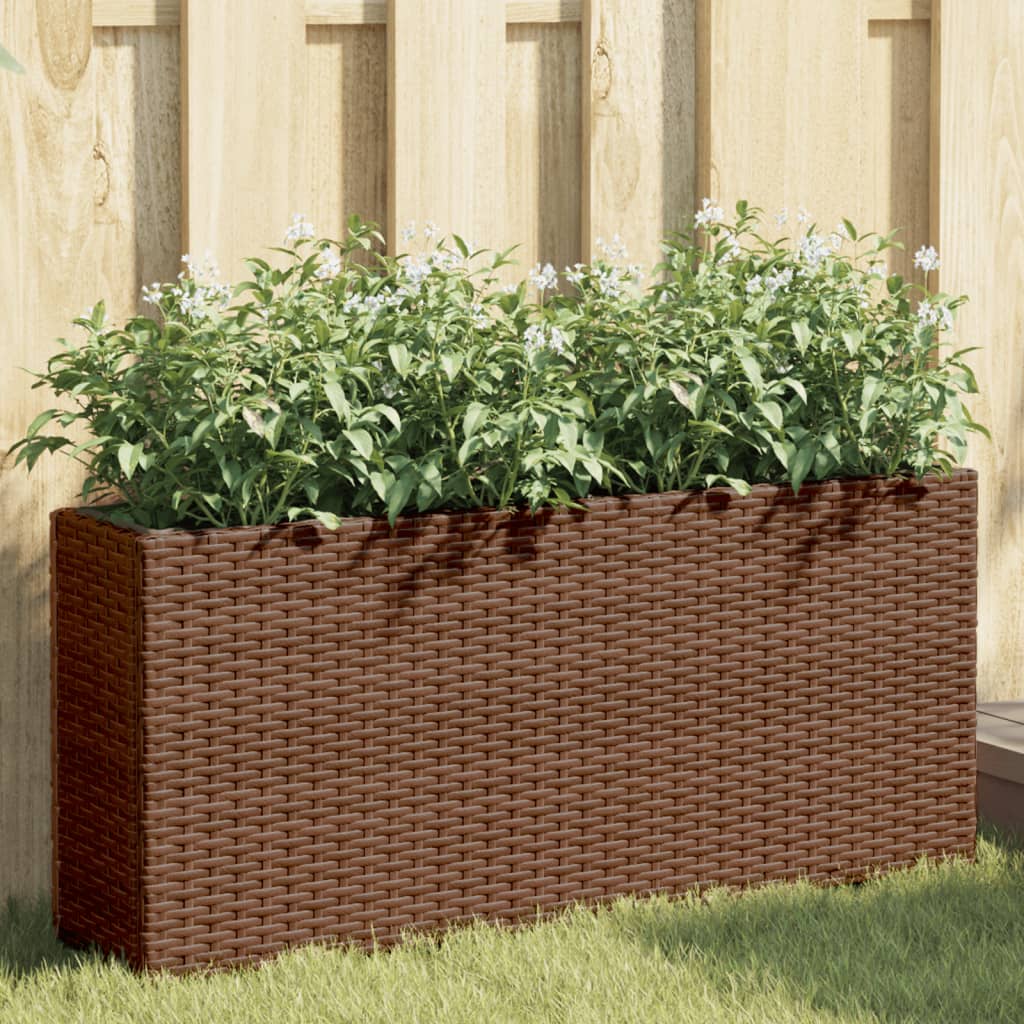 Pflanzkübel mit 2 Töpfen 2 Stk. Grau 90x20x40 cm Poly Rattan