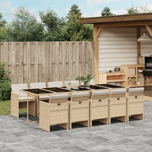 5-tlg. Garten-Essgruppe mit Kissen Schwarz Poly Rattan