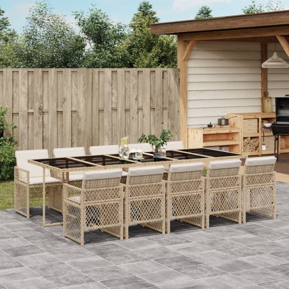 5-tlg. Garten-Essgruppe mit Kissen Schwarz Poly Rattan