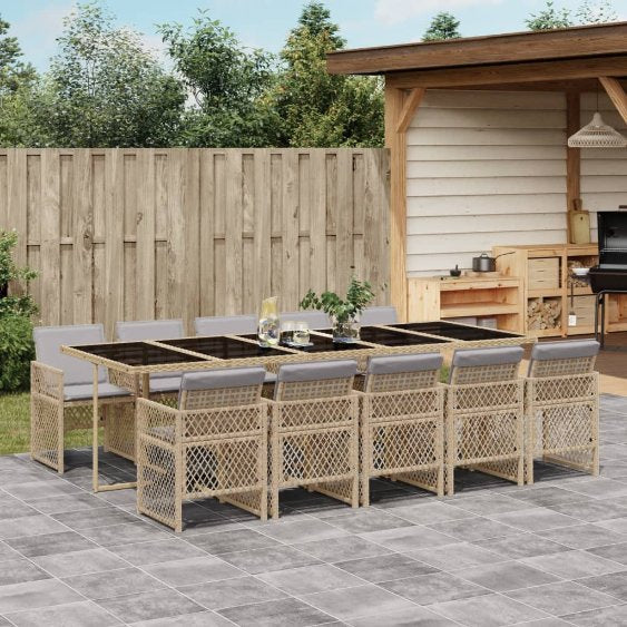 5-tlg. Garten-Essgruppe mit Kissen Schwarz Poly Rattan