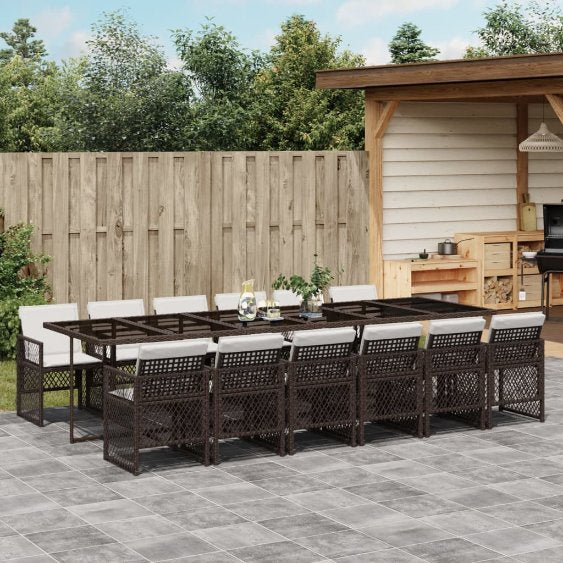 5-tlg. Garten-Essgruppe mit Kissen Schwarz Poly Rattan